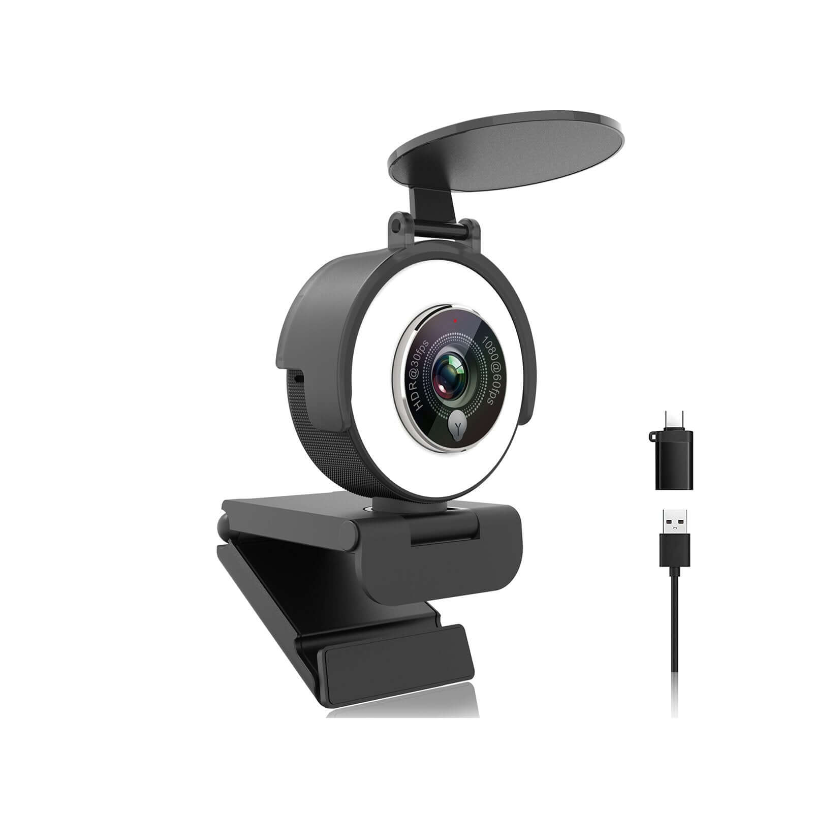 Camara Web Angetube 1080p FHD 30FPS 2 Mic Aro de Luz -Negro Camara Web Angetube 1080p FHD 30FPS 2 Mic Aro de Luz -Negro