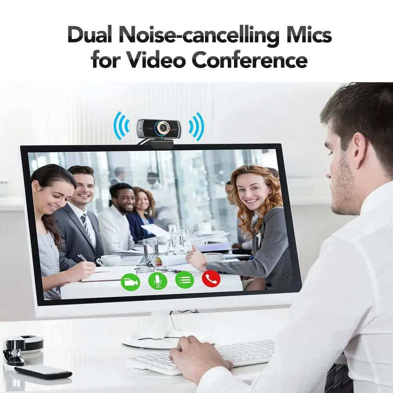 Dual Noise-cancelling Micsfor Video Conference