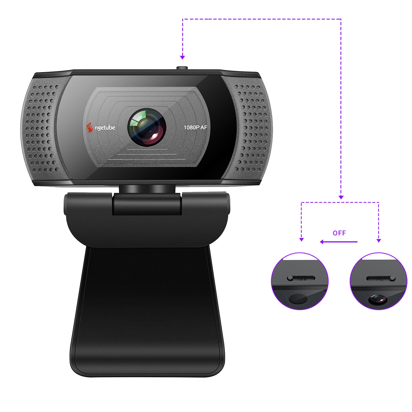 Angetube Streaming Webcam con cubierta de privacidad 628