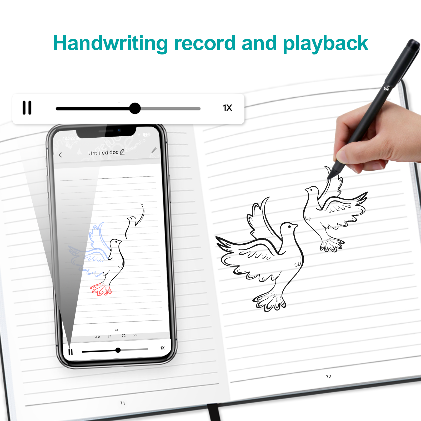 Angetube Smart Pen & Notebook - Real-Time Sync for Notes & Drawings