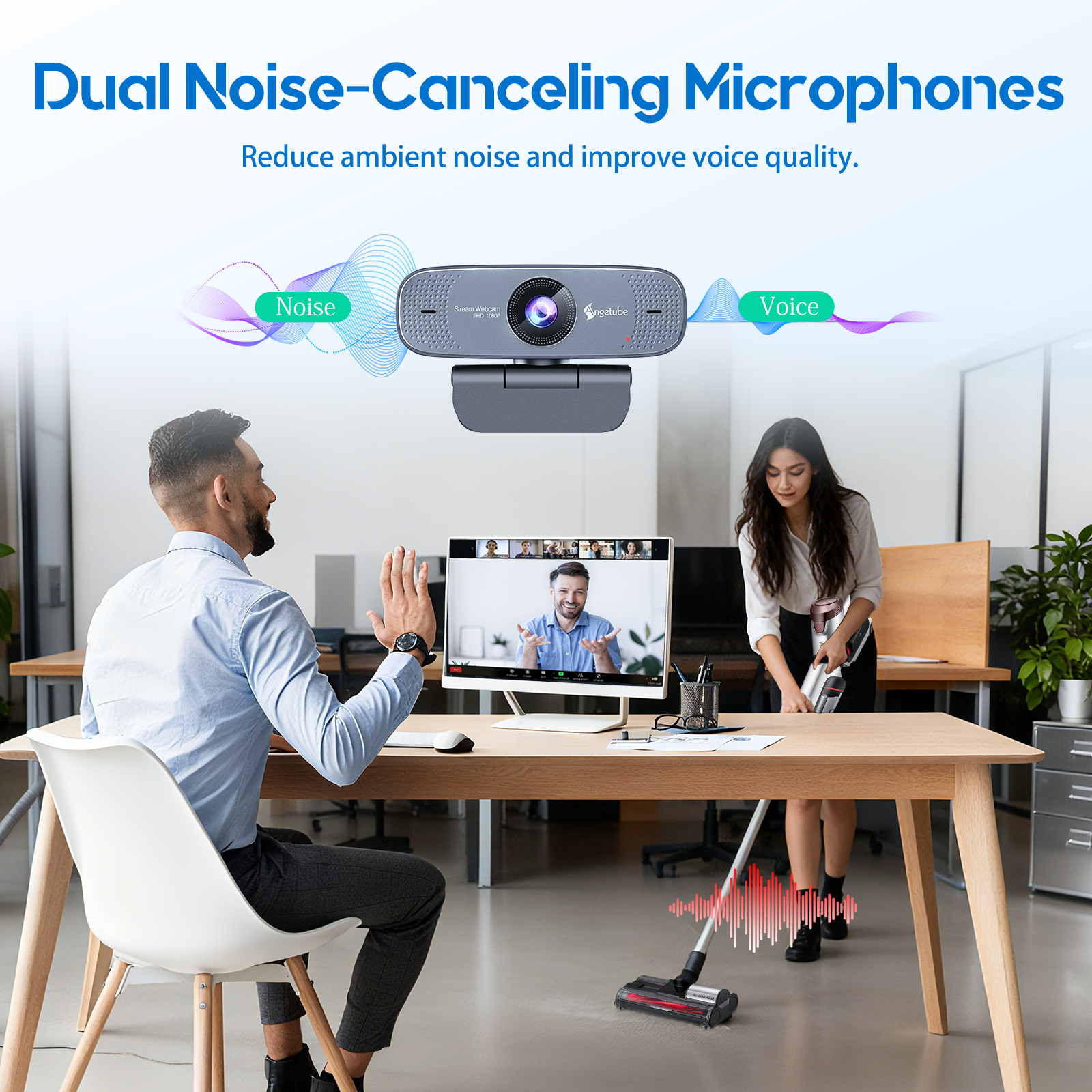 Angetube 1080P HD Webcam with Microphone – Auto Focus USB Camera 925c