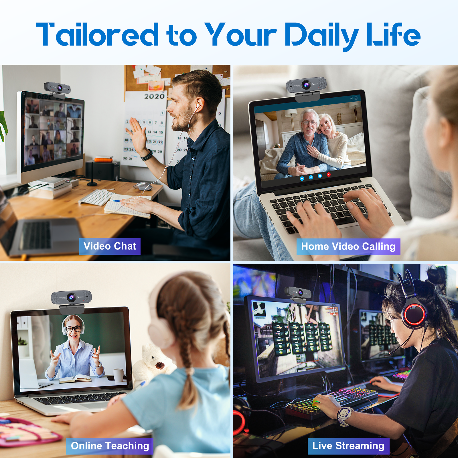 Angetube 1080P HD Webcam with Microphone – Auto Focus USB Camera 925c