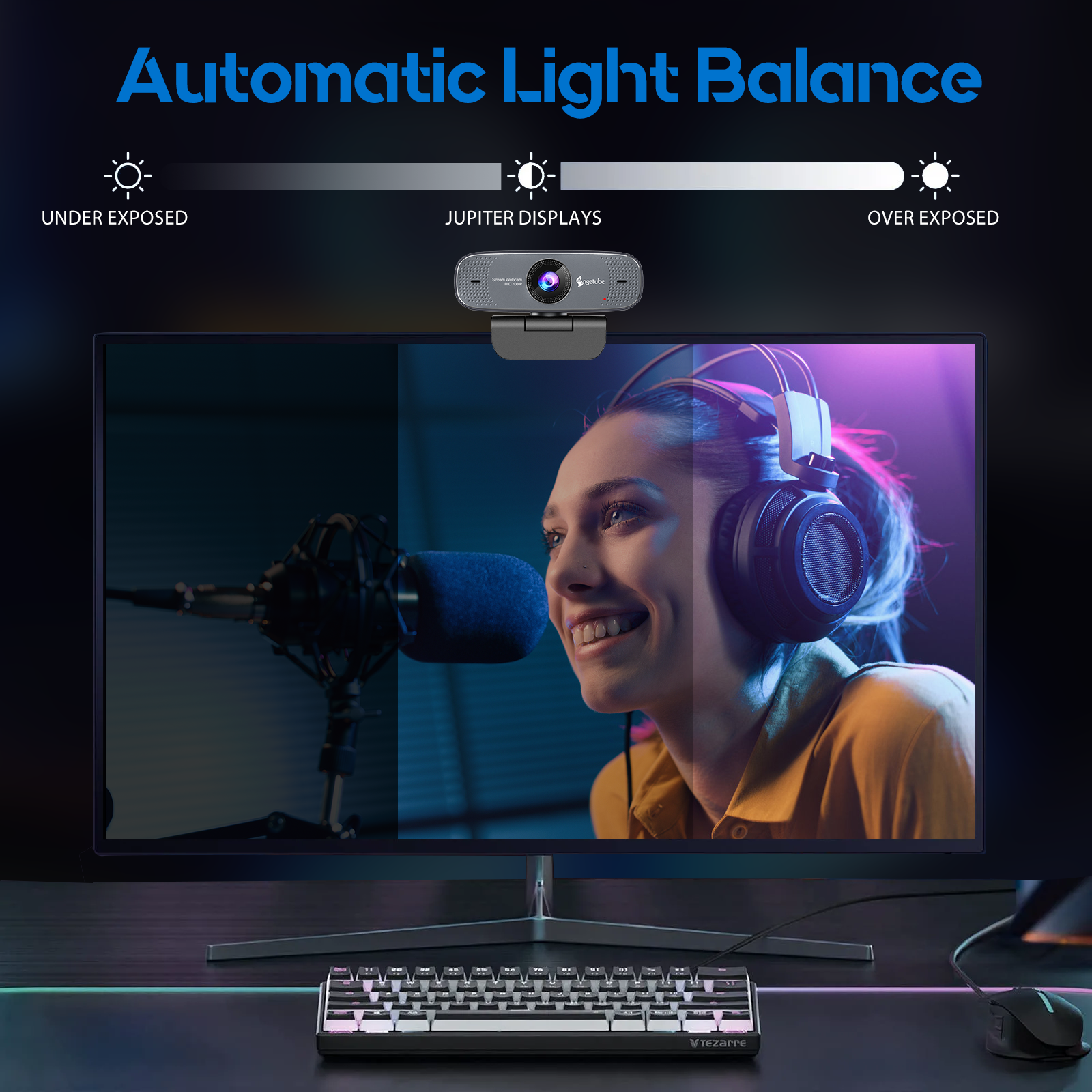 Angetube 1080P HD Webcam with Microphone – Auto Focus USB Camera 925c