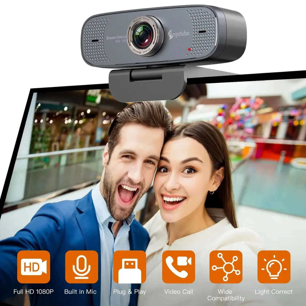 Angetube 1080p Webcam with Ring Light for Streaming: USB 60FPS Web Camera  with Microphone-HDR-Enabled-HD Auto Light Correction Web Cam with  Adjustable FOV, for Teams, Zoom, PC/Laptop/Mac/Desktop 