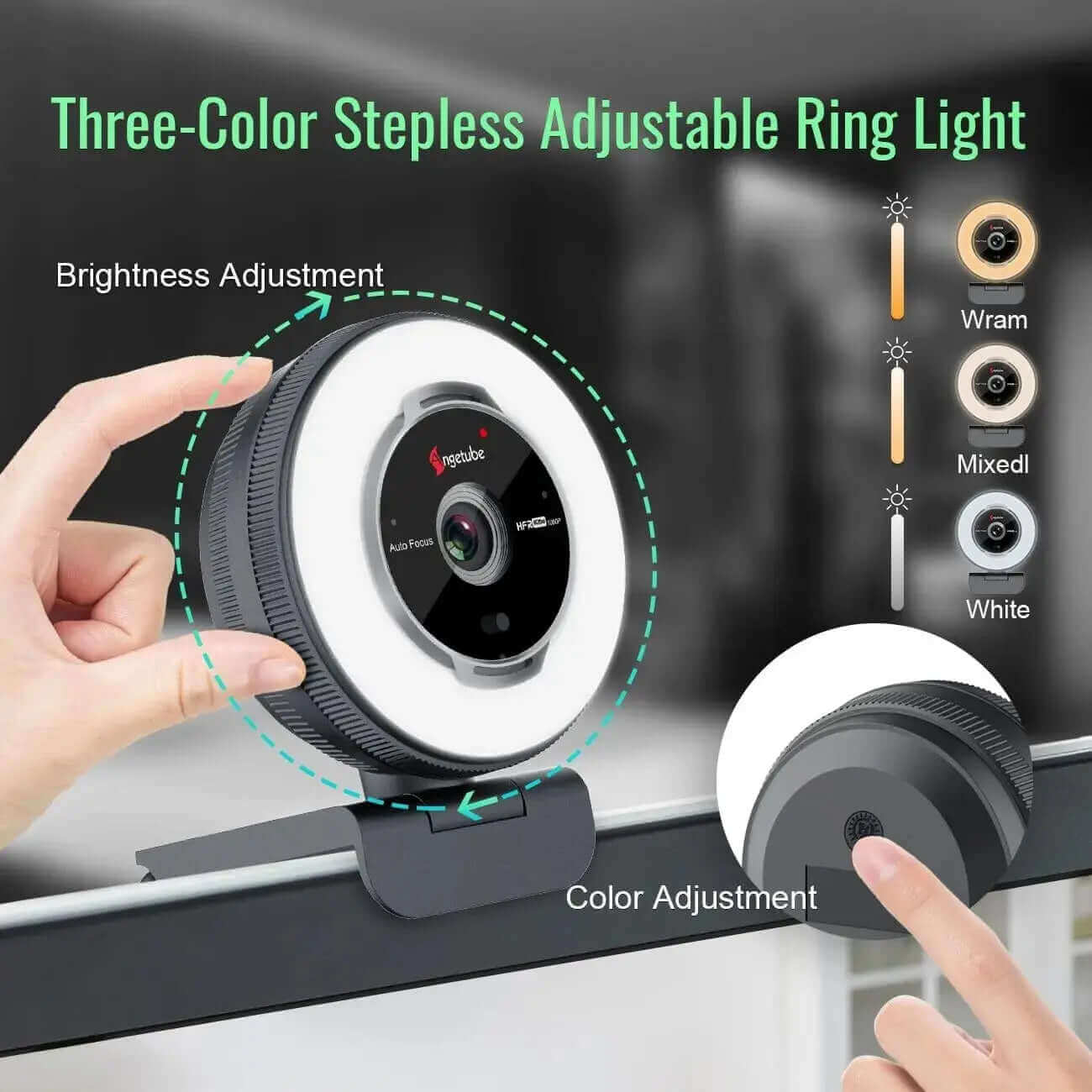 Three-Color Stepless Adjustable Ring Light